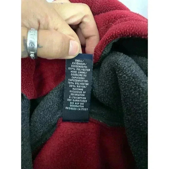 VTG GAP Pullover Hooded Fleece Sweatshirt Kids Youth LARGE (10) Red Y2K - Picture 7 of 10